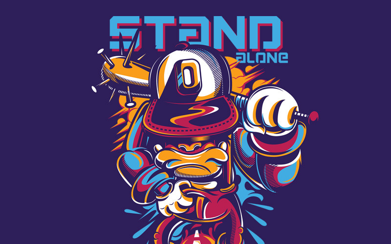 Download T-shirt Design "Stand - T-shirt Design" / Stand - T-shirt Design - T-shirt Design на тему графика illustration t-shirt design artwork apparel merch cartoon events fashion graphics poster mascot festival boys violence blue street urban chaos revolution