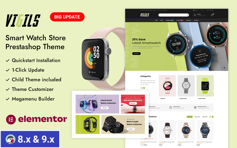 Vigils - Tema Responsivo de PrestaShop para Tienda de Relojes Inteligentes