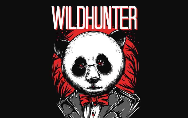 Download T-shirt Design "Wildhunter - T-shirt Design" / Wildhunter - T-shirt Design - T-shirt Design на тему графика illustration t-shirt design artwork apparel merch cartoon events fashion graphics poster mascot festival panda red dark scary mafia show collection