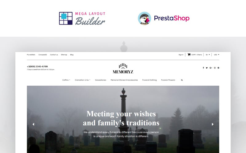 MemoryZ - Begravningsservice online PrestaShop-tema