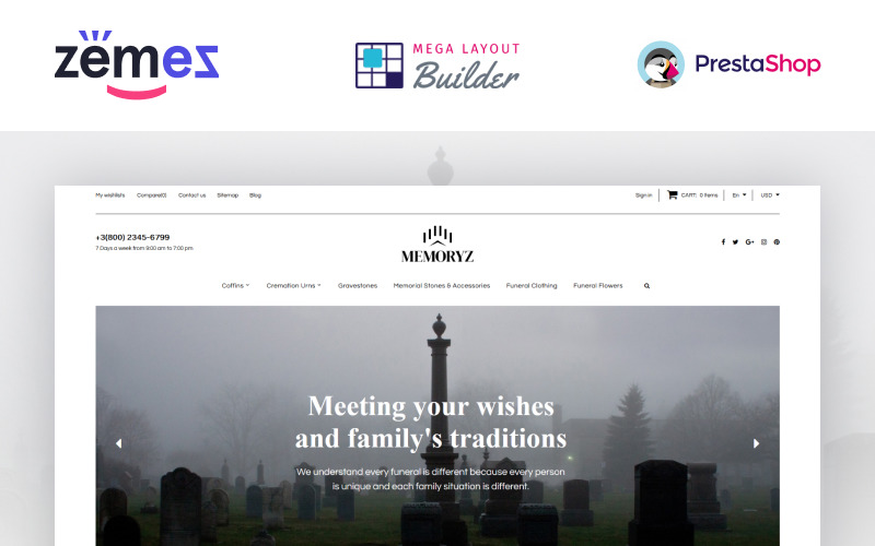 MemoryZ  - Funeral Service Online PrestaShop Theme