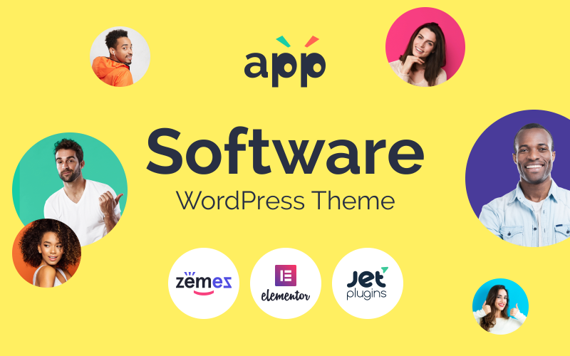 App - modelo de software com tema WordPress Elementor Builder