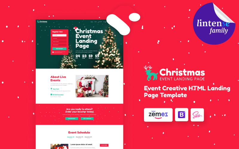 Lintense Christmas - HTML-шаблон целевой страницы зимних праздников