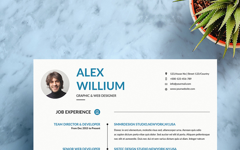 Download Резюме "Alex Willium v03 Resume Template" / Alex Willium v03 Resume Template - Резюме на тему графика interview corporate application cv employment business resume elegant company minimalist design paper modern document template job letter creative word