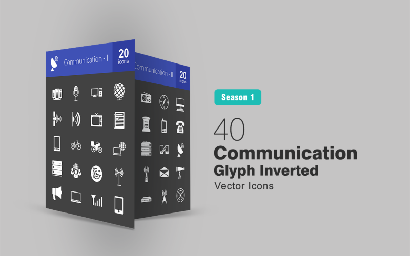 Download Набор иконок "40 Communication Glyph Inverted Icon Set" / 40 Communication Glyph Inverted Icon Set - Набор иконок на тему графика communication icon communicate connection connectivity telecom computing internet media newspapericon laptop network signals globe satellite broadcast device data transfer iconbunny