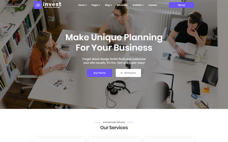 Invest - Modelo de página de destino de agência digital e negócios