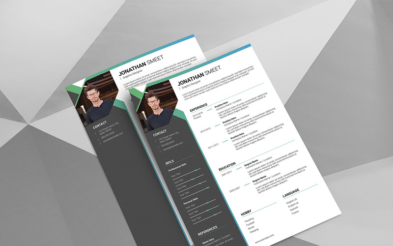 Download Резюме "Jonathan Resume Template" / Jonathan Resume Template - Резюме на тему графика resume cv design professional clean minimal curriculum biodata creative template print editable