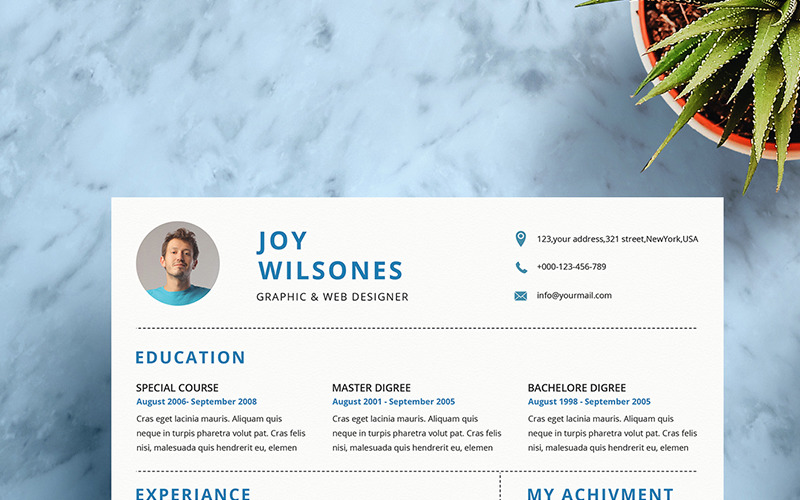Download Резюме "Joy Wilsones v05 Resume Template" / Joy Wilsones v05 Resume Template - Резюме на тему графика interview corporate application cv employment business resume elegant vector company minimalist design paper modern document template job letter creative word
