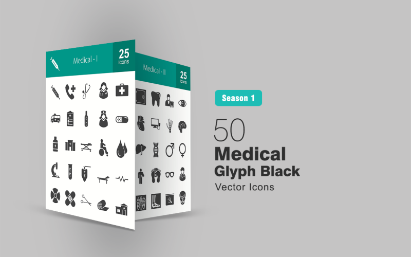50 medische Glyph Icon Set