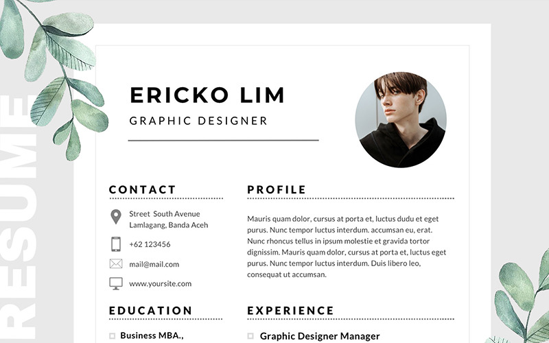 Modèle de CV Ericko Lim