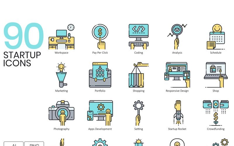 90 Opstartpictogrammen - Aqua Series Set