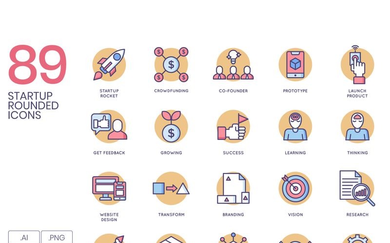 Download Набор иконок "89 Startup Icons - Butterscotch Series Set" / 89 Startup Icons - Butterscotch Series Set - Набор иконок на тему графика 