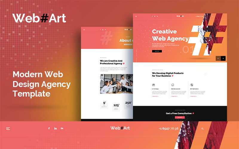 Download PSD шаблон "WebArt - Web Design Simple Creative PSD Template" / WebArt - Web Design Simple Creative PSD Template - PSD шаблон на тему веб-разработка minimal clean modern unique webart simple web design company agency creative ui/ux powerful