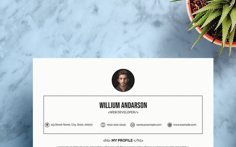Download Резюме "Willium Andarson  Web Developer v09 Resume Template" / Willium Andarson  Web Developer v09 Resume Template - Резюме на тему графика interview corporate application cv employment business resume elegant vector company minimalist design paper modern document template job letter creative word