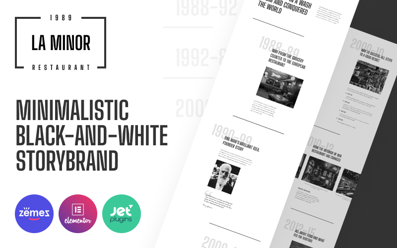 La Minor - minimalista fekete-fehér Storybrand WordPress téma