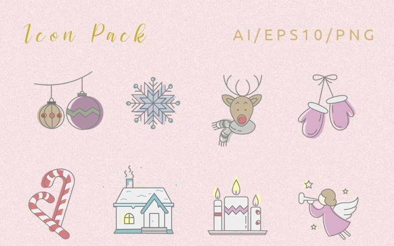 Download Набор иконок "Merry Christmas Icon Set" / Merry Christmas Icon Set - Набор иконок на тему графика christmas,snowflake,deer,santa,mittens,lollipops,night,garland,trees,snowfall,snowman,tree,sprig,hat,gift,candles,candle,bells,angel,fireworks