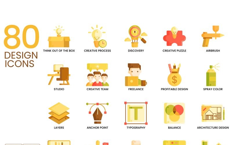 Download Набор иконок "80 Design Icons - Caramel Series Set" / 80 Design Icons - Caramel Series Set - Набор иконок на тему графика 