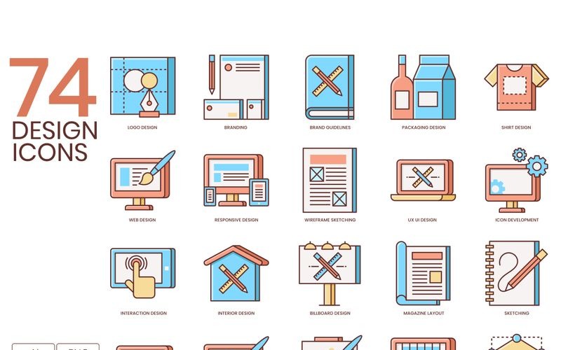 Download Набор иконок "74 Design Icons - Honey Series Set" / 74 Design Icons - Honey Series Set - Набор иконок на тему графика 