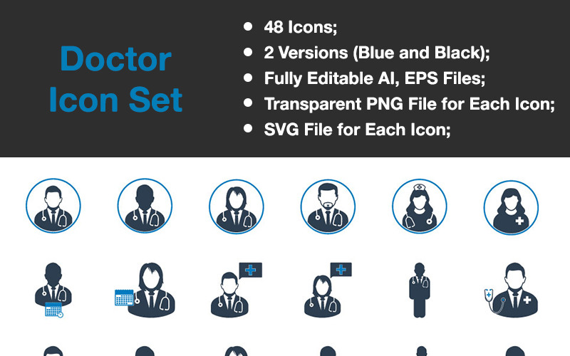 Doktor - Premium Vektor Icon Set