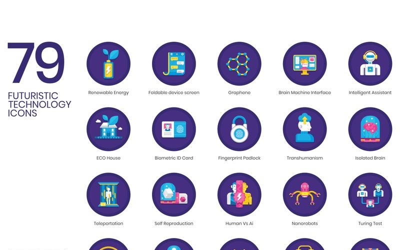Download Набор иконок "79 Futuristic Icons - Orchid Series Set" / 79 Futuristic Icons - Orchid Series Set - Набор иконок на тему графика 