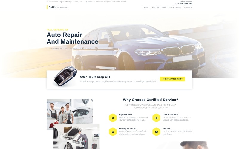 ReCar - Modello Joomla pulito multipagina di riparazione automatica