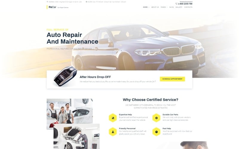 ReCar - Template Joomla Multipage Clean de Reparo Automóvel