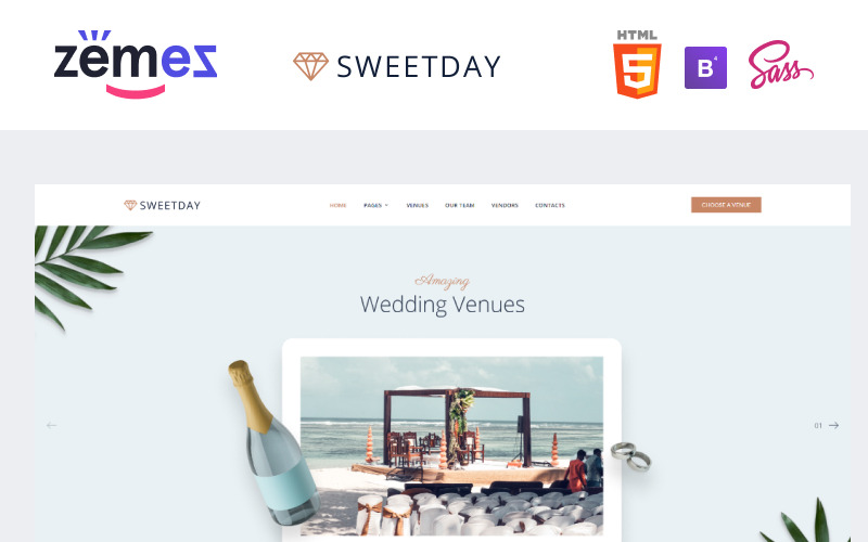 SweetDay - Website-Vorlage der Agentur für Hochzeitsorte