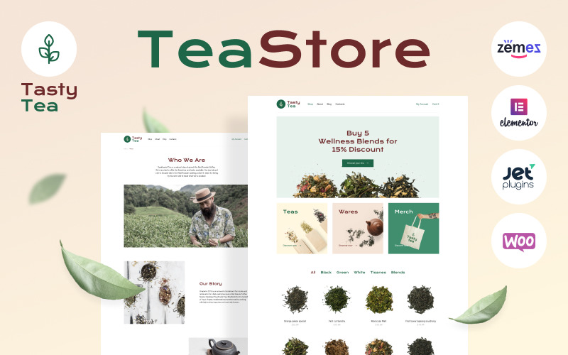 Tasty Tea - Thee eCommerce Website-sjabloon WooCommerce-thema