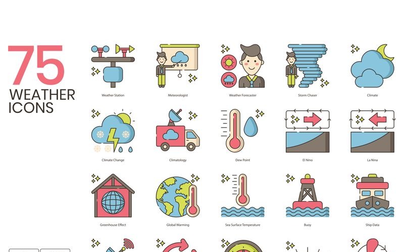 75 weerpictogrammen - Hazel Series Set