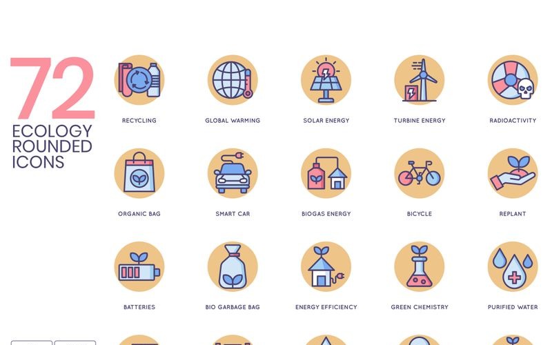 Download Набор иконок "72 Ecology Icons - Butterscotch Series Set" / 72 Ecology Icons - Butterscotch Series Set - Набор иконок на тему графика 