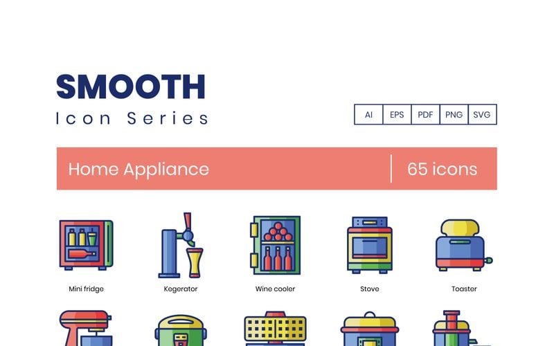 Download Набор иконок "65 Home Appliance Icons - Smooth Series Set" / 65 Home Appliance Icons - Smooth Series Set - Набор иконок на тему графика 