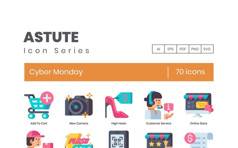 70 icone del Cyber Monday - Set di serie Astute