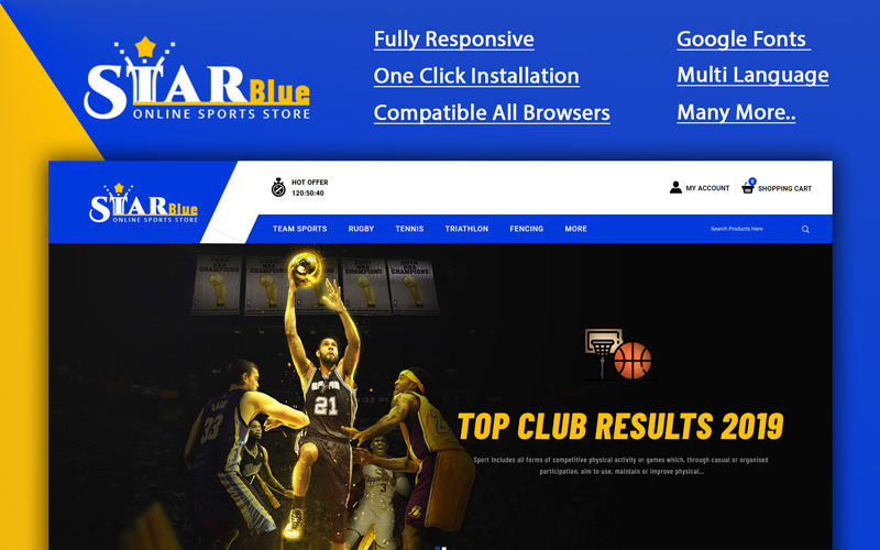 Starblue - Online Sports Store OpenCart Vorlage