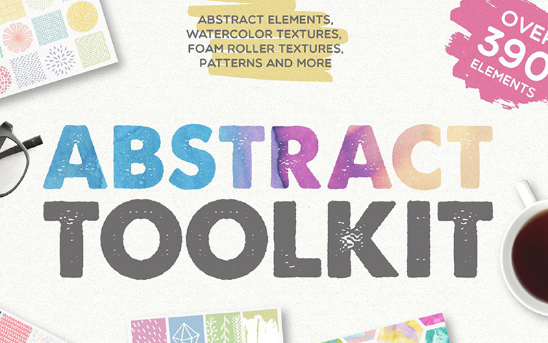 Download Иллюстрация "Abstract Toolkit [ 390 Elements ] - Illustration" / Abstract Toolkit [ 390 Elements ] - Illustration - Иллюстрация на тему графика abstract shpe toolkit geometric circle line marker texture watercolor background dots lines branding social media botanical cover wedding site web