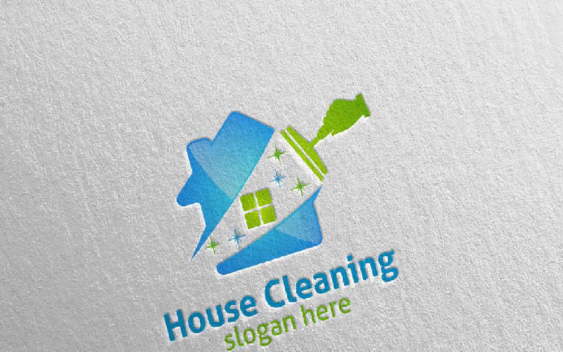Download Шаблон логотипа "Cleaning Service with Eco Friendly 6 Logo Template" / Cleaning Service with Eco Friendly 6 Logo Template - Шаблон логотипа на тему графика cleaning logo maid service housework vector icon house wash broom work household brush dust water clean housekeeping mop