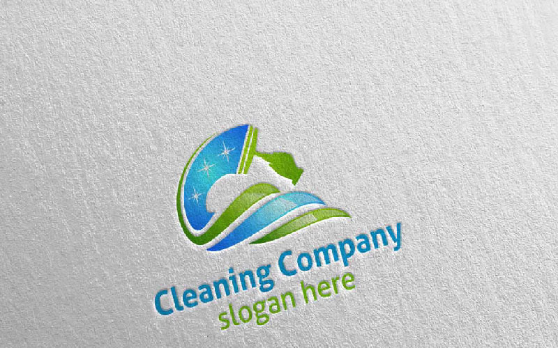 Download Шаблон логотипа "Cleaning Service with Eco Friendly 8 Logo Template" / Cleaning Service with Eco Friendly 8 Logo Template - Шаблон логотипа на тему графика cleaning logo maid service housework vector icon house wash broom work household brush dust water clean housekeeping mop