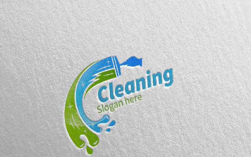 Download Шаблон логотипа "Cleaning Service with Eco Friendly 9 Logo Template" / Cleaning Service with Eco Friendly 9 Logo Template - Шаблон логотипа на тему графика cleaning logo maid service housework vector icon house wash broom work household brush dust water clean housekeeping mop