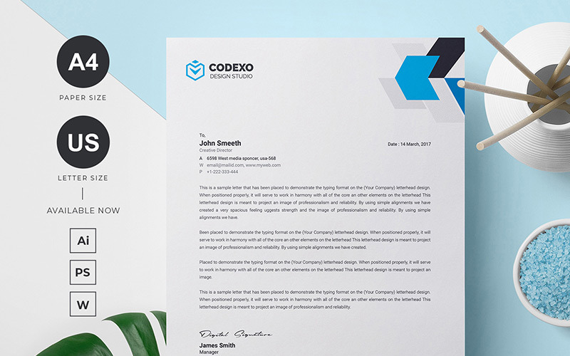 Download Фирменный стиль "Codex Pro Letterhead - Corporate Identity Template" / Codex Pro Letterhead - Corporate Identity Template - Фирменный стиль на тему графика creative letterhead business modern print design letterhead card both side green black white professional graphic landscape official standard simple web