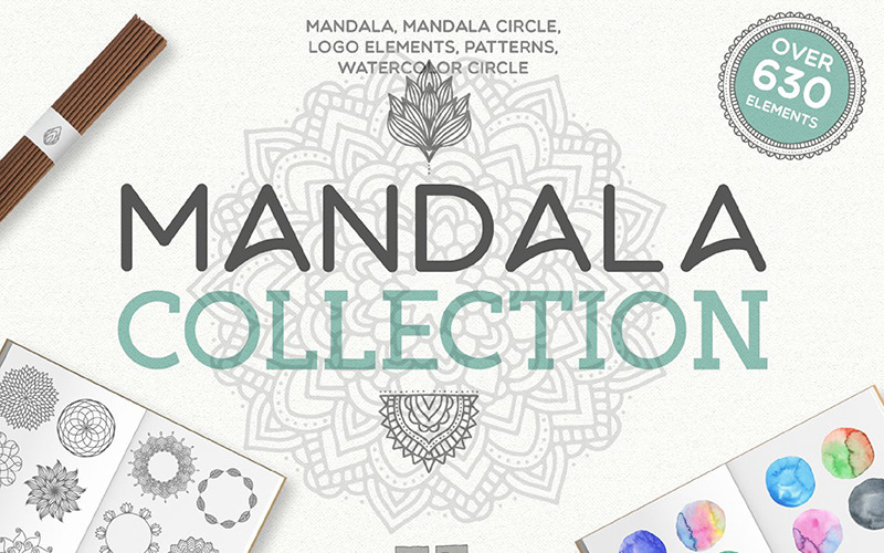 Kolekcja mandali [630 elementów] - ilustracja