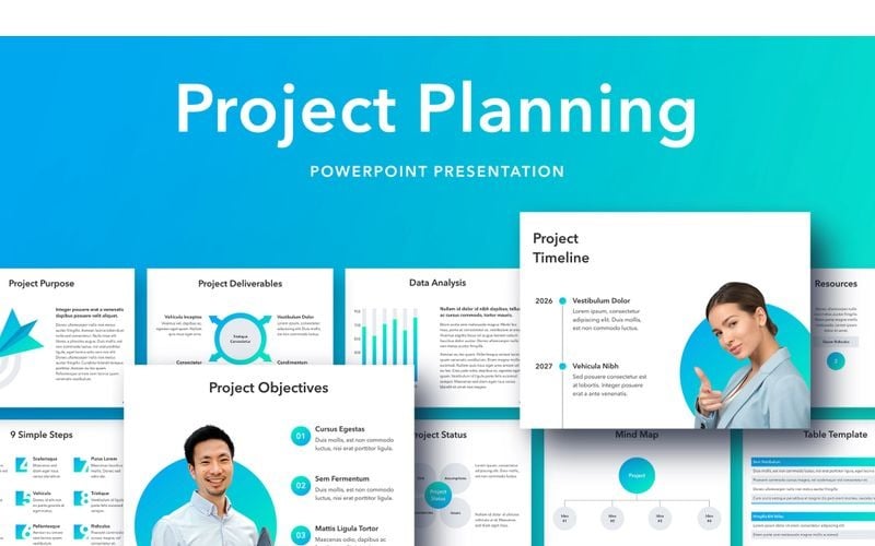 Project Planning PowerPoint template TemplateMonster