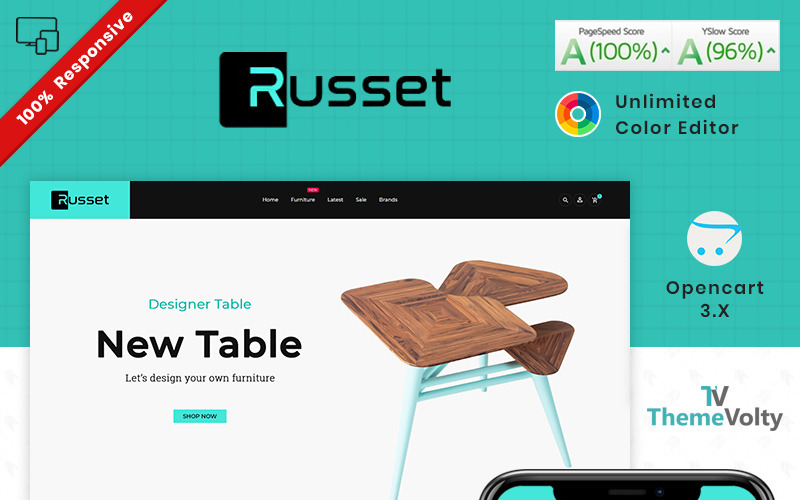 Russet - Mobilya Ev Dekorasyonu Mağazası OpenCart Şablonu