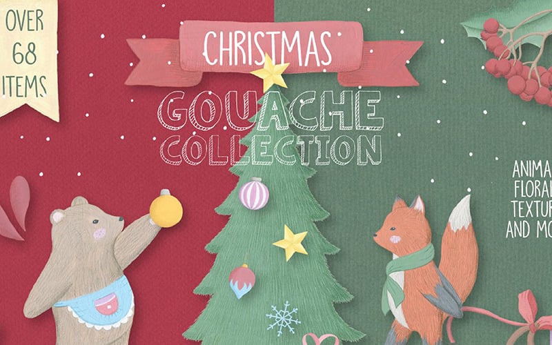 Weihnachts-Gouache-Sammlung - Illustration