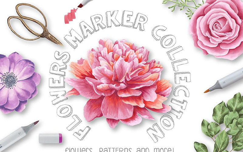 Blumenmarkierungssammlung - Illustration