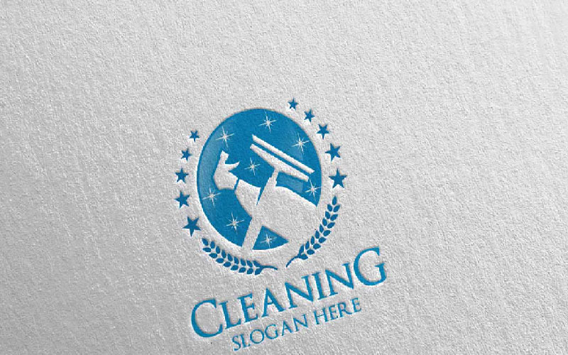 Download Шаблон логотипа "Cleaning Service with Eco Friendly 17 Logo Template" / Cleaning Service with Eco Friendly 17 Logo Template - Шаблон логотипа на тему графика cleaning logo maid service housework vector icon house wash broom work household brush dust water clean housekeeping mop