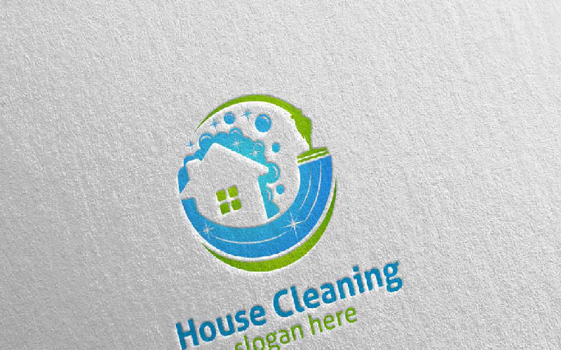 Download Шаблон логотипа "Cleaning Service with Eco Friendly 19 Logo Template" / Cleaning Service with Eco Friendly 19 Logo Template - Шаблон логотипа на тему графика cleaning logo maid service housework vector icon house wash broom work household brush dust water clean housekeeping mop