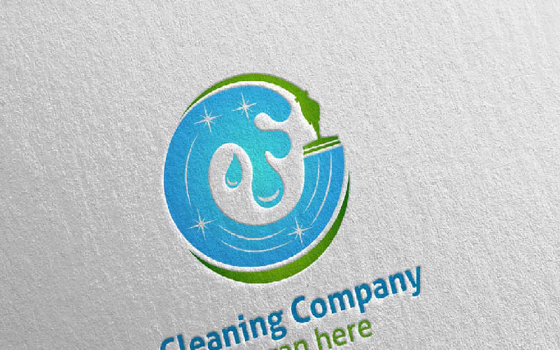 Download Шаблон логотипа "Cleaning Service with Eco Friendly 20 Logo Template" / Cleaning Service with Eco Friendly 20 Logo Template - Шаблон логотипа на тему графика cleaning logo maid service housework vector icon house wash broom work household brush dust water clean housekeeping mop cleaner spray