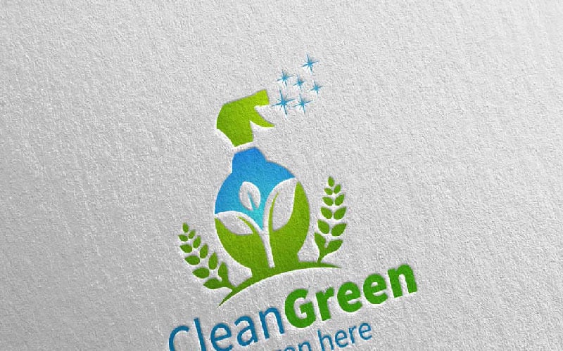 Cleaning Service with Eco Friendly 21 Logo Template