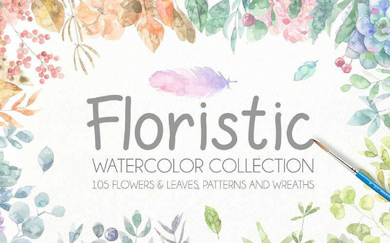 Collection d'aquarelle floristique - Illustration