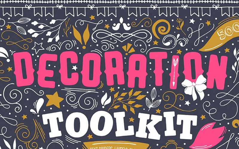Download Иллюстрация "Decoration Toolkit - Illustration" / Decoration Toolkit - Illustration - Иллюстрация на тему графика decoration laurels wreath swirl shape shapes ribbons florals borders frames bows text deviders arrows elements abstract branding wedding card invitation