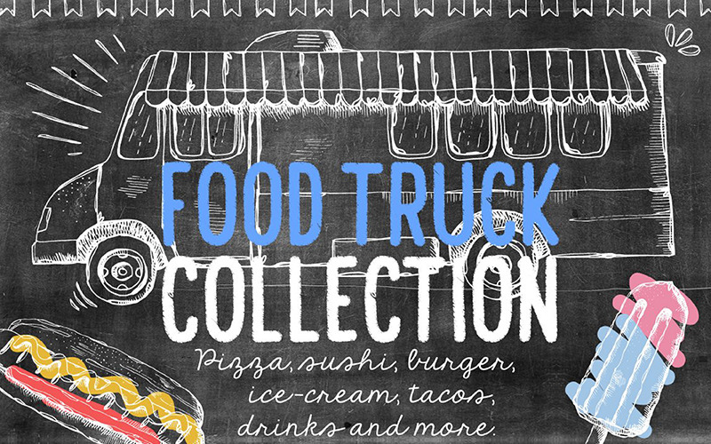 Download Иллюстрация "Food Truck Collection - Illustration" / Food Truck Collection - Illustration - Иллюстрация на тему графика food truck burger fish pork cafe menu restaurant chicken banner branding logo logos magazine cover drinks tacos poster print flower